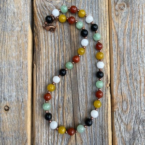 Boho Necklace Chunky Jade Statement Jewelry, Colorful Handmade Stone Necklace
