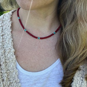 Red Coral and Turquoise Necklace, Handmade Western Jewelry, Genuine Gift for Women, Mother&#39;s Day Gift, Unique Jewelry, Handmade