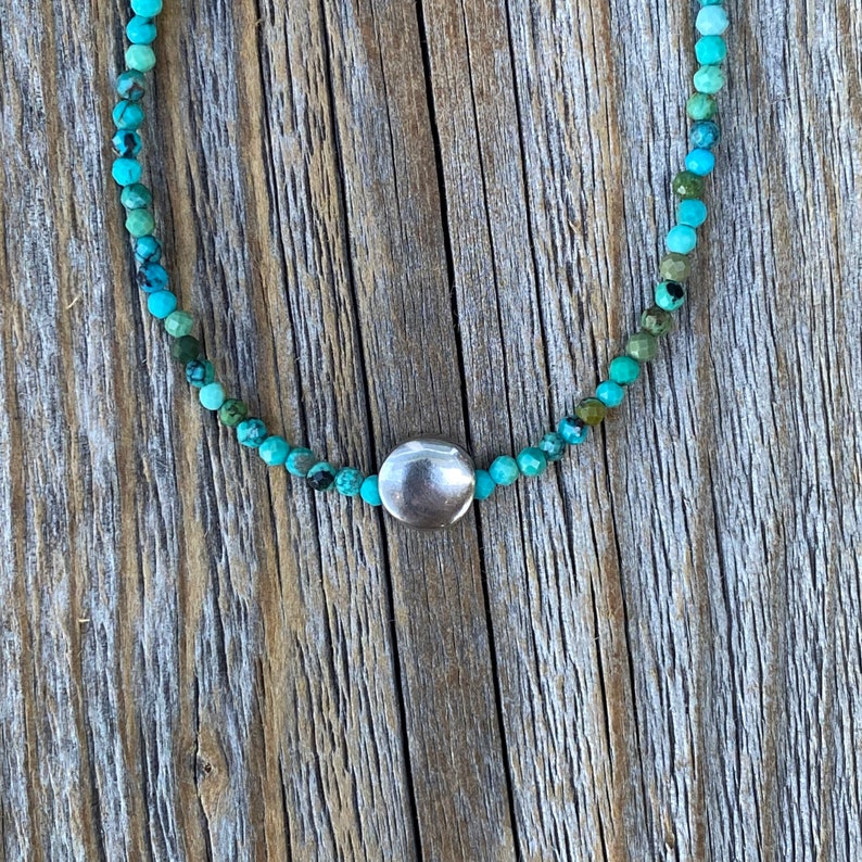 Small Turquoise Necklace Tiny Beaded Necklace Turquoise Etsy