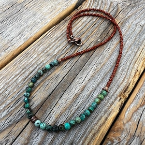 Unique Turquoise Necklace – Boho Tiny Beaded Choker, Western Layering Jewelry, Handmade Turquoise Jewelry, Perfect Gift for Her