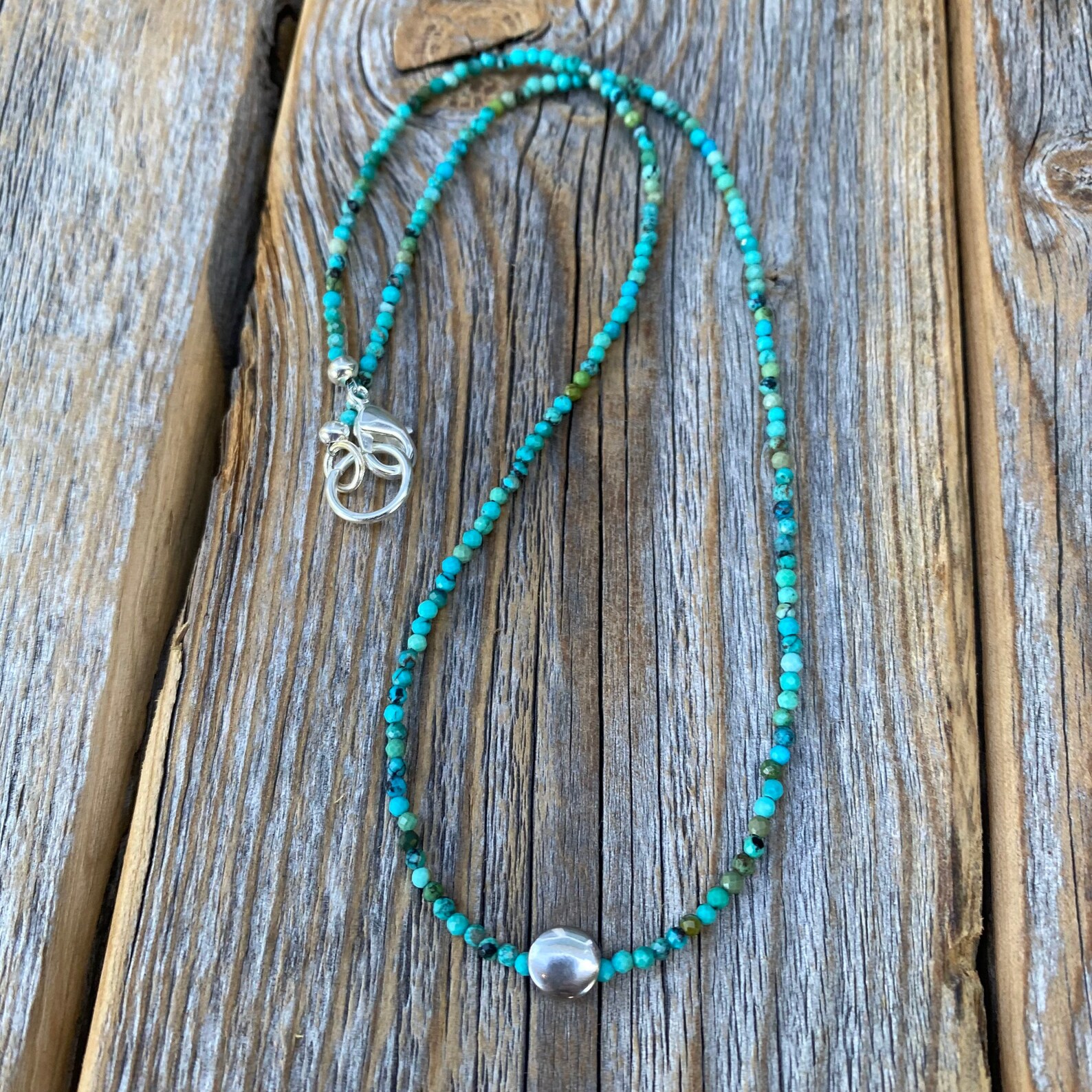 Small Turquoise Necklace Tiny Beaded Necklace Turquoise Etsy