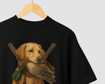 Camiseta de caza de patos con diseño de labrador, pato y escopetas, camiseta de caza de aves acuáticas para amantes de la naturaleza, camiseta de regalo para perros cobradores, camiseta unisex.