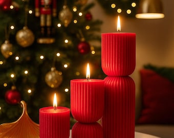 Sculptured Candle, Geometry Candle, Ribbed Pillar Candle, Shaped Candle, Modern Designer Decorative Candles for Interior, Gift for her/him