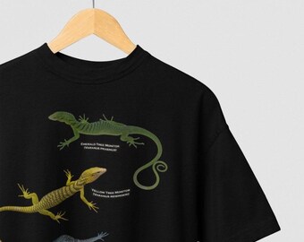 Tree Monitor Lizard Shirt, Scientific Reptile Illustration Tee, Minimalist Herpetology T-Shirt, Varanus Specie Diagram Shirt, Nature Gift