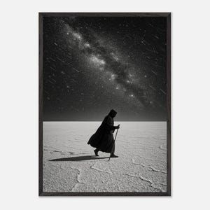 Sogno offline - Poster incorniciato del deserto della Via Lattea / Arte murale della solitudine A1-A4 / Decorazione minimalista cosmica