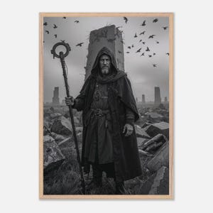 Offline Dream – Poster incorniciato Dark Sage / Arte murale da mago formato A1–A4 / Decorazione medievale mistica