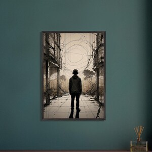 Offline Dream – Poster di geometria sacra della solitudine urbana / Arte murale di lusso con cornice A1–A4 / Stampa astratta di strada consapevole