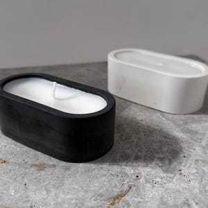 Handmade Oval Concrete Candle: Modern Home Decor