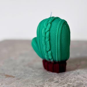 Handmade Christmas Soy Wax Candle with Knitted Gloves Design