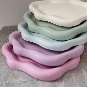 Plateau nuage en béton fait main : bijoux décoratifs et dessous de verre pour bougies