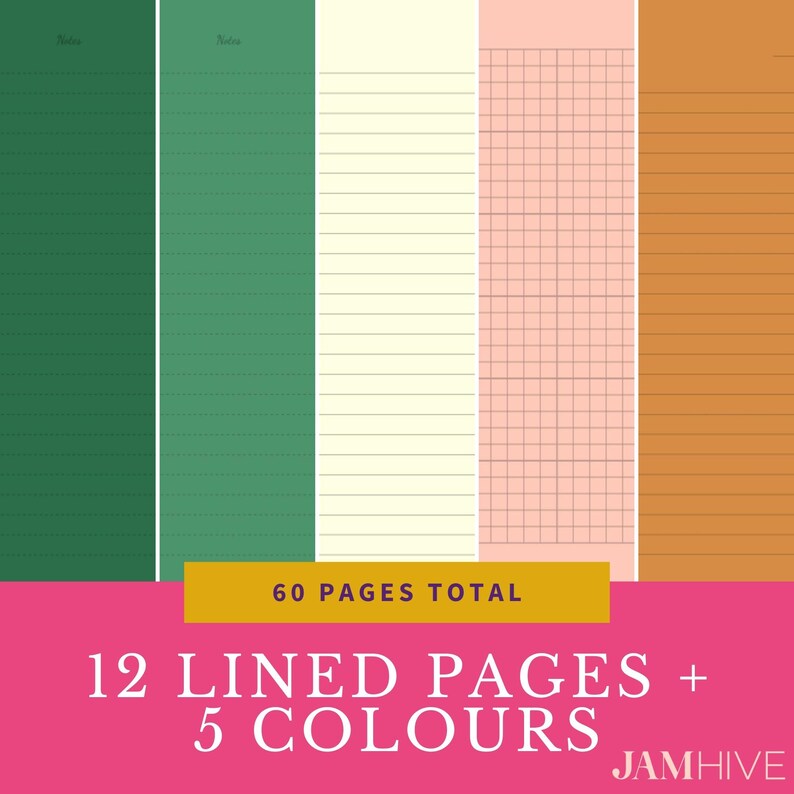 Blush and Bounty Digital Paper Pack 60 PDF Pages Feint Lined, Grid ...