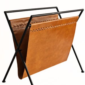 Folding Leather Magazine Rack, Newspaper Holder, Laptop Holder, Vinyl Record Holder, Book Organizer Home Decor Gift