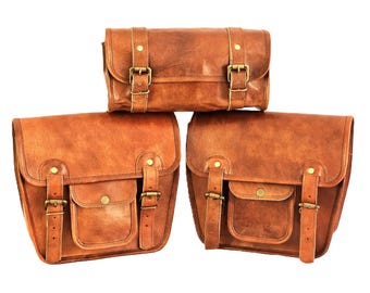 Handmade Leather Motorcycle Pannier Bag: Bike Saddle Tool Bag