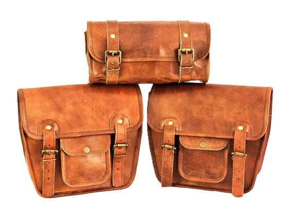 Handmade Leather Motorcycle Pannier Bag: Bike Saddle Tool Bag