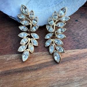 Vintage Kenneth Jay Lane gelede clipoorbellen marquiseblad