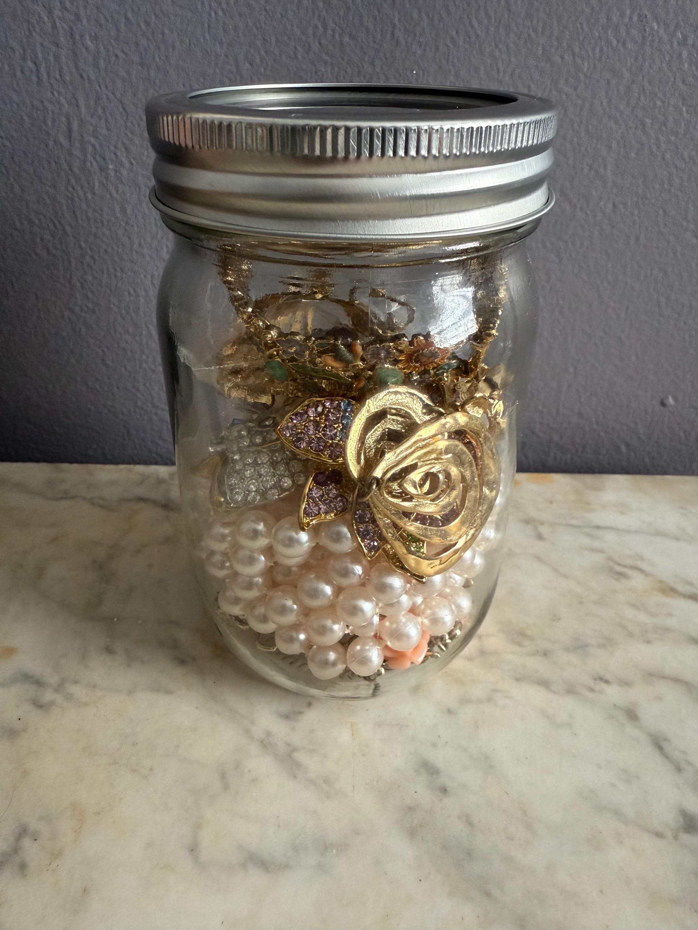 Jewelry Jar Mix Of Vintage Jewelry Brooches Necklaces Bracelets jewelry-jar-mix-of-vintage-jewelry-brooches-necklaces-bracelets