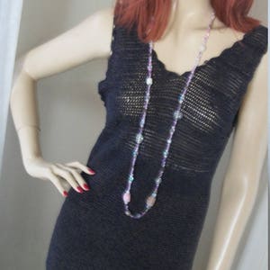 1920s Flapper Necklace: Pink Glass & Crystal Beaded, 46&quot; Length