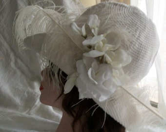 1920s Flapper Style Cloche Hat Woven Cotton Orig Design Wedding