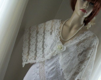 Edwardian Style Replica Wedding Frock Orig Design Almost One Size Gorgeous White Lace and Satin