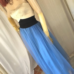 Vintage 1950s Blue Silk Organza Tulle Wedding Skirt - Size M