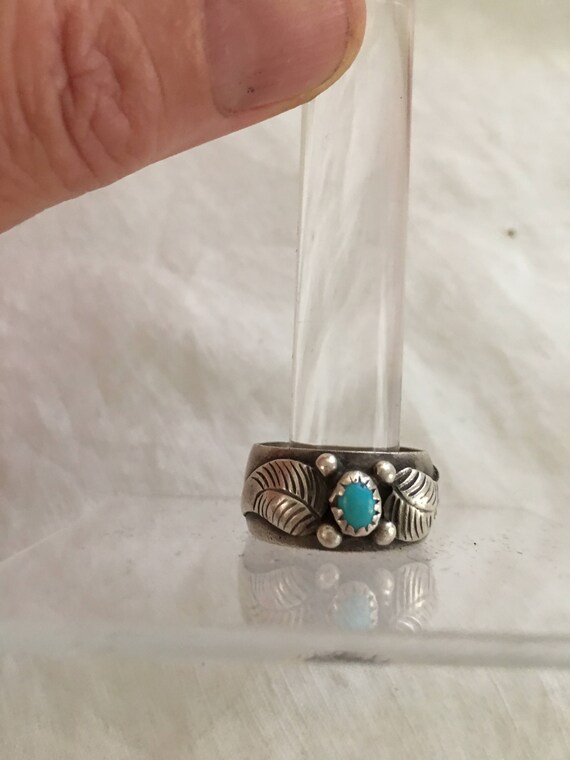 Vintage 1960s Native American Silver Feather & Tu… - image 3