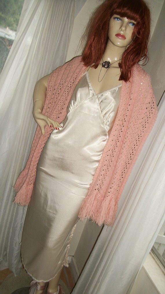 1970s Style Handmade Long Lacey Pink Fringed  Croc