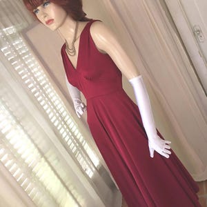 Vintage 1970s Ruby Red Jersey Gown Size S Full Skirted Very Glamorous