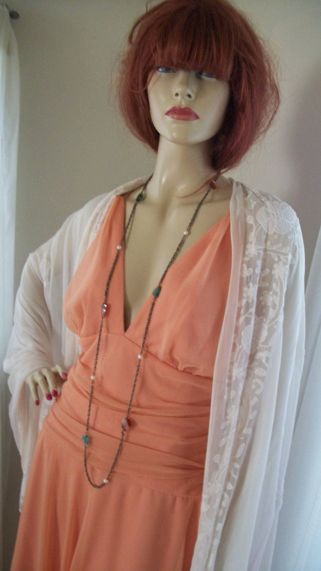 1920s Style Vintage Flapper Necklace Unique Chain and Semi Precious ...