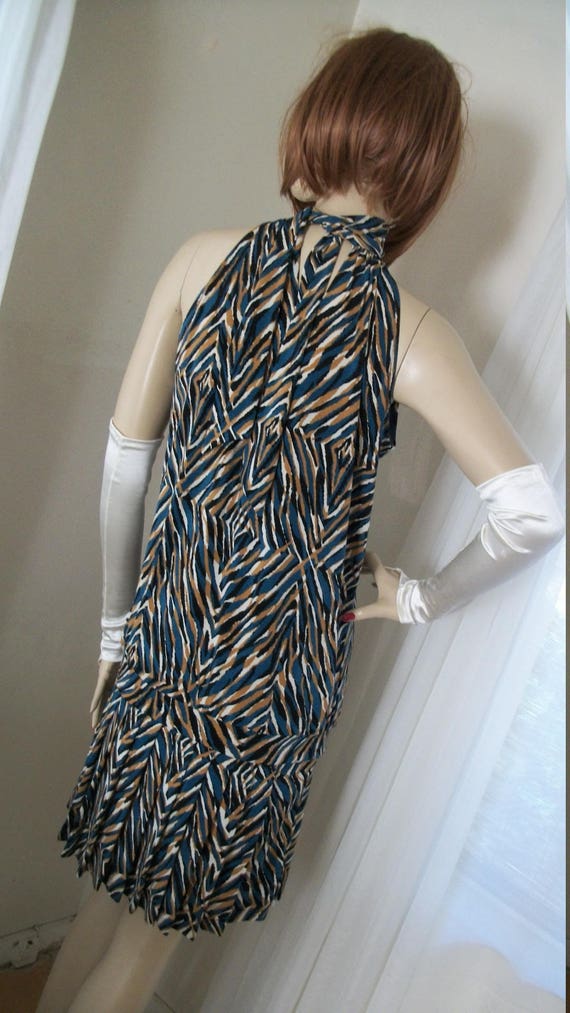 1920s Flapper Style Art Deco Jersey Halter Dress … - image 4