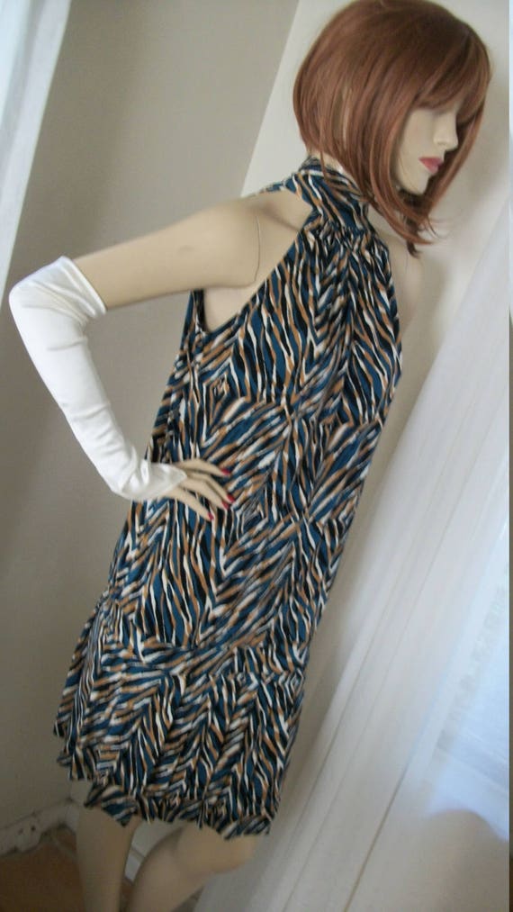 1920s Flapper Style Art Deco Jersey Halter Dress … - image 2