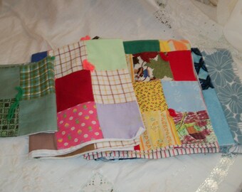 Antique 1930s Feedsack Small Quilts Pillow Covers Dolls 4 Each Different Sizes Really Cute