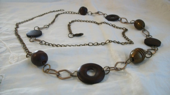 Vintage 1960s Wooden Bead and Chain Belt One Size… - image 3