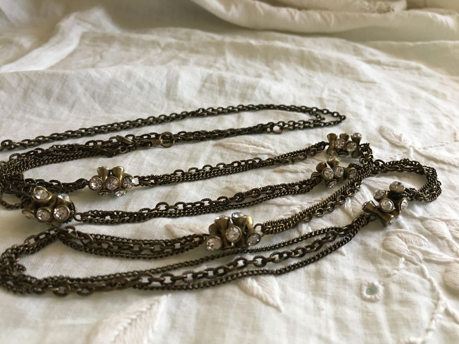 1920s Flapper Style Necklace Ann Taylor Loft Brass Chain and ...