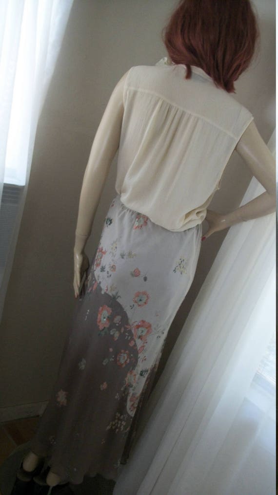 Vintage Edwardian Style Chiffon Floral Maxi Skirt… - image 5