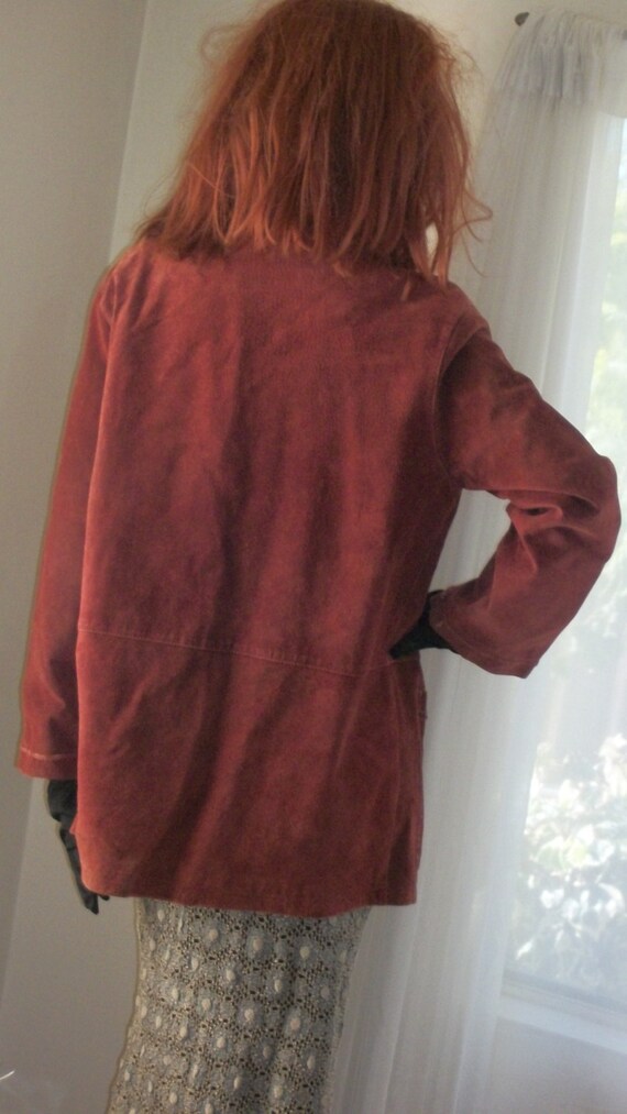 1970s Vintage Red Suede Carole Little Jacket with… - image 3