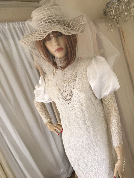 Victorian Style Sheer White Wedding Hat 