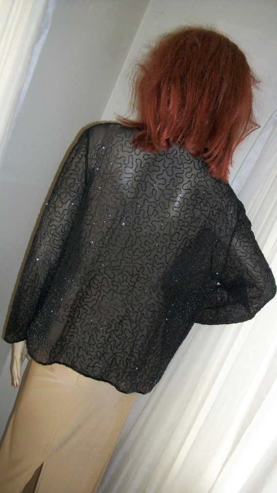 Antique 1920s 1930s Authentic Vintage Sheer Black… - image 5