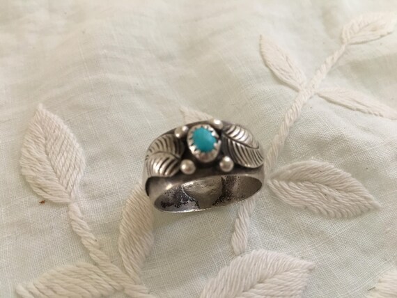 Vintage 1960s Native American Silver Feather & Tu… - image 2