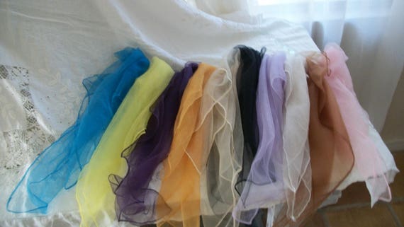 1950s Vintage Sheer Chiffon Neck Scarf Rockabilly… - image 3