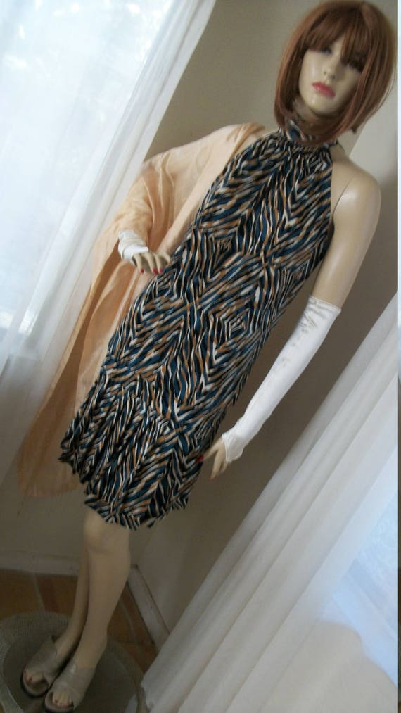 1920s Flapper Style Art Deco Jersey Halter Dress … - image 6