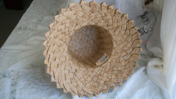 1950s Vintage Natural Straw Bucket Hat One Size F… - image 5