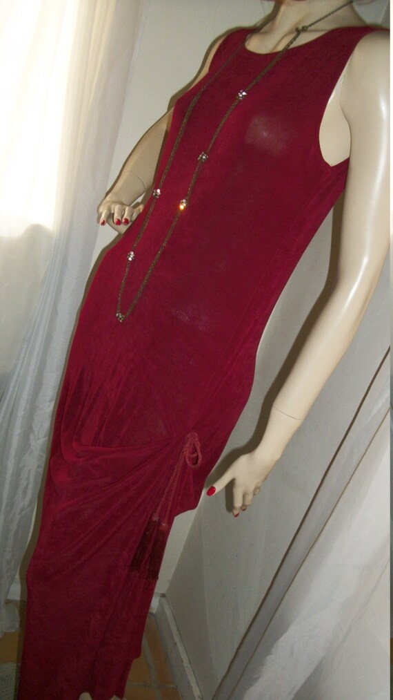 1920s Flapper Dress Set: Garnet Red Jersey Knit, Size M 1920s Flapper Dress Set: Garnet Red Jersey Knit, Size M