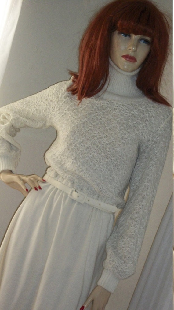 1960s Vintage Off White Sweater Dress with Matchin