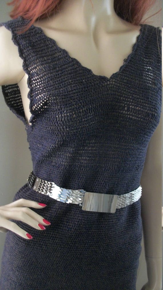 1970s Vintage Silvertone Fish Scale Belt Stretchy 