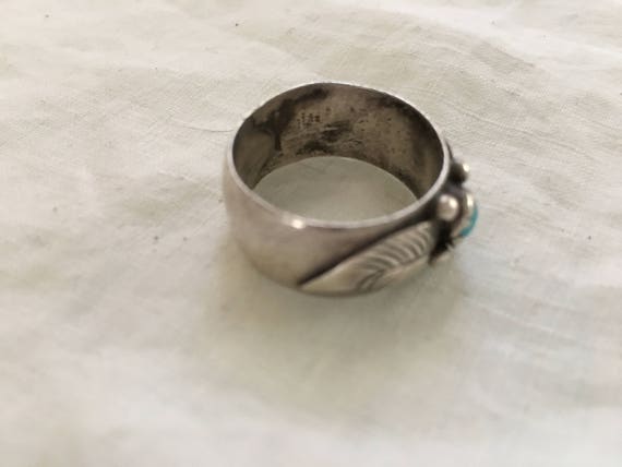 Vintage 1960s Native American Silver Feather & Tu… - image 6