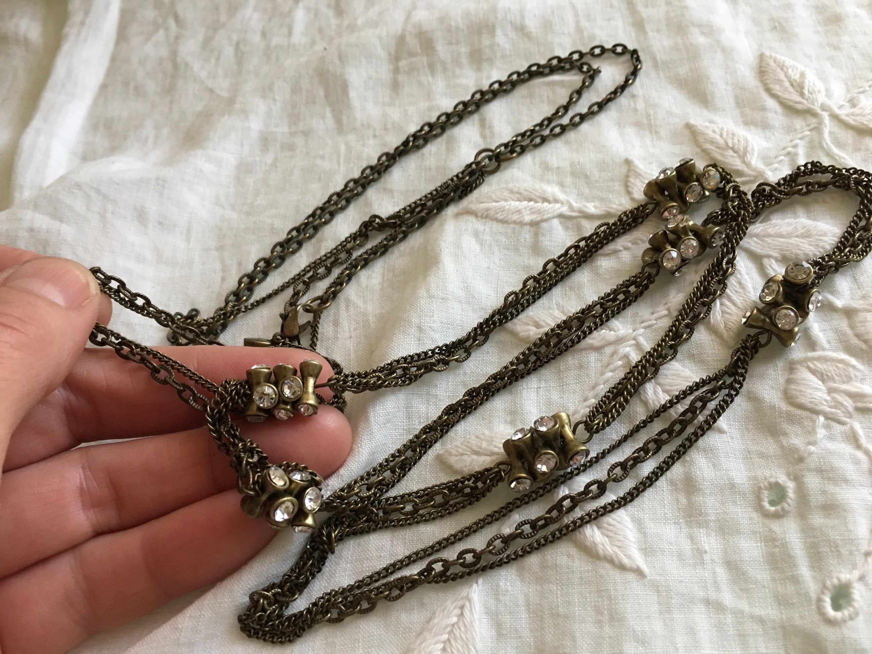 1920s Flapper Style Necklace Ann Taylor Loft Brass Chain and ...