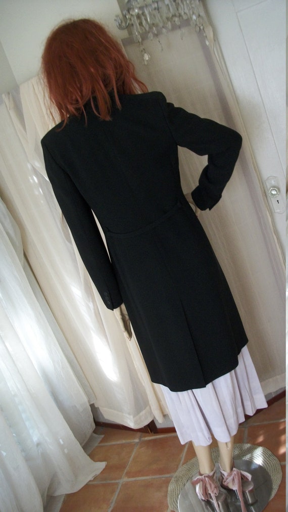 Vintage 1940s Style Black Crepe Evening Coat Ann … - image 7