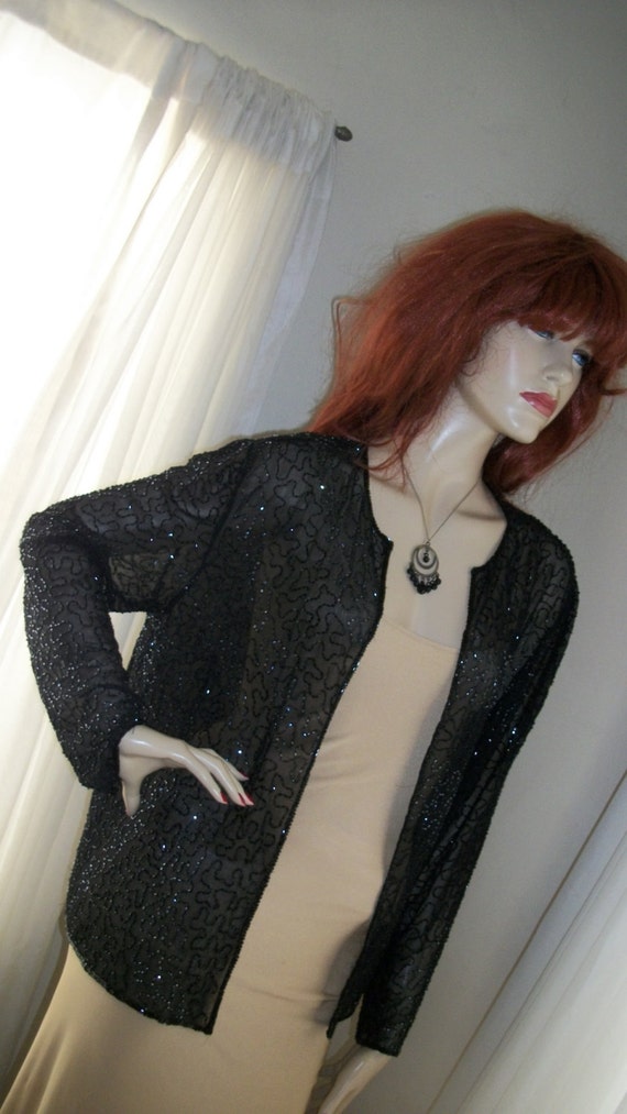 Antique 1920s 1930s Authentic Vintage Sheer Black… - image 2