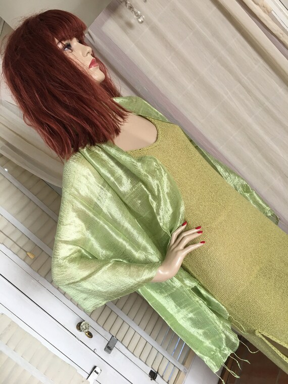 Vintage Pale Pistachio Green Shimmery Natural Raw… - image 1