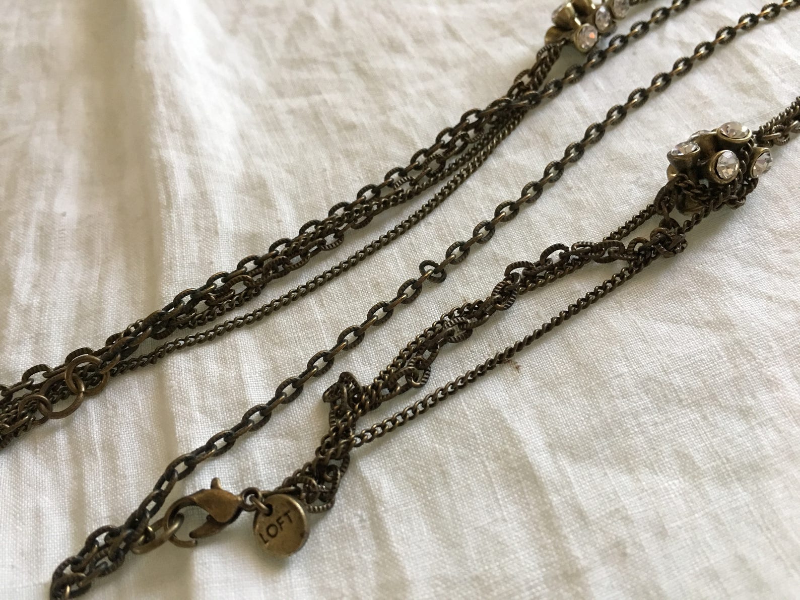 1920s Flapper Style Necklace Ann Taylor Loft Brass Chain and ...
